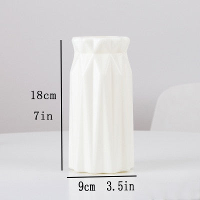 Plastic Flower Vase Decoration Home White Vases Imitation Ceramic Vase Flower Pot Decoration Nordic Style Flower Basket