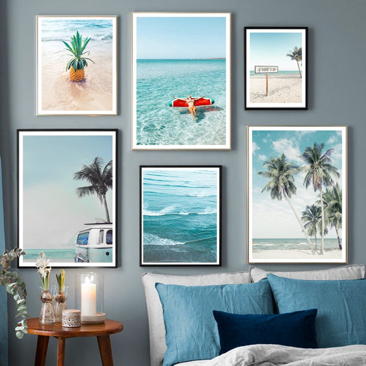 Beach Palm Tree Pineapple Ocean Wall Art - Little Eudora