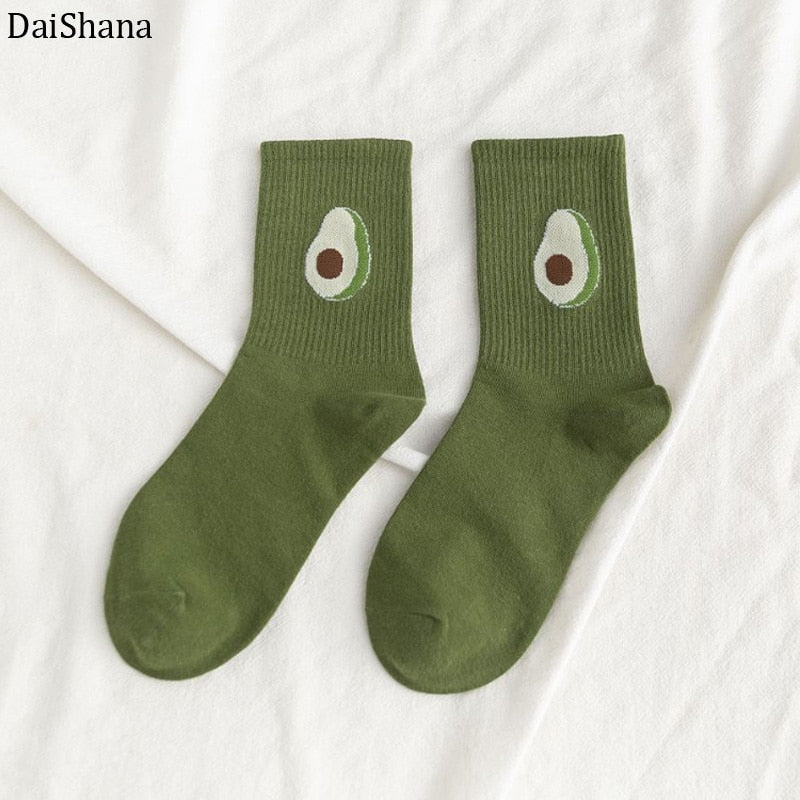 Cartoon Fruit Embroidered Socks - 1 Pair - Little Eudora
