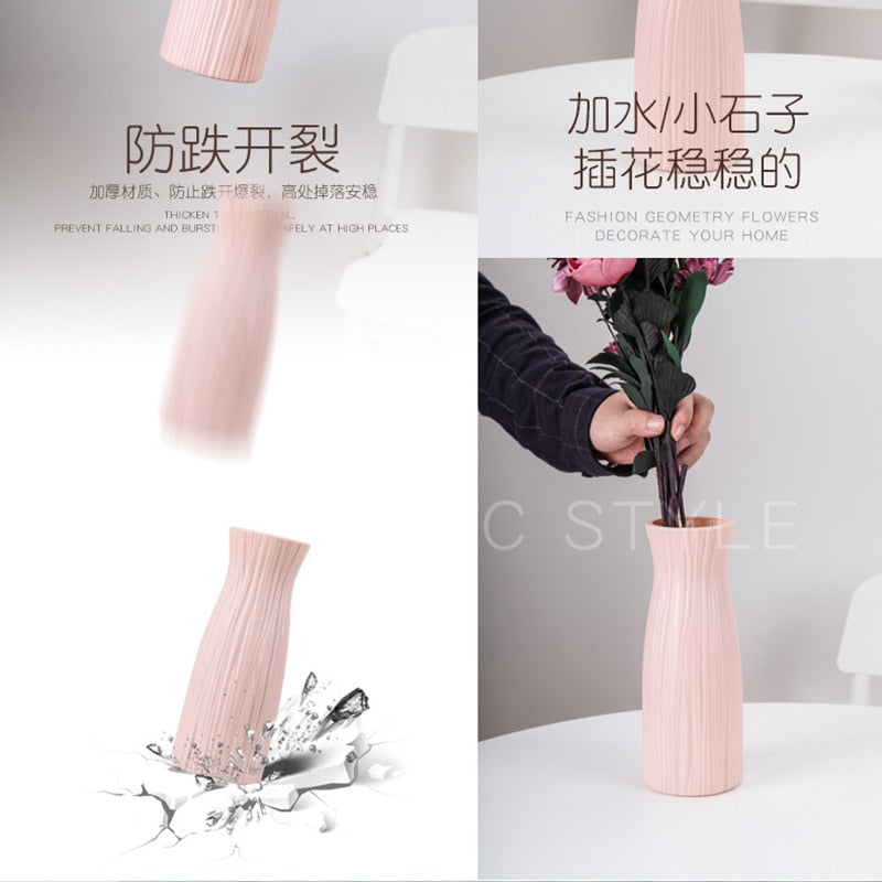 Plastic Flower Vase Decoration Home White Vases Imitation Ceramic Vase Flower Pot Decoration Nordic Style Flower Basket