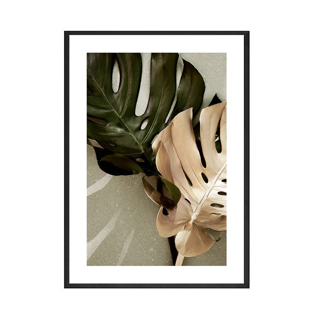 Green and Golden Leaves Scandinavian Wall Art - Little Eudora
