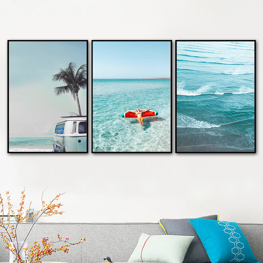 Beach Palm Tree Pineapple Ocean Wall Art - Little Eudora