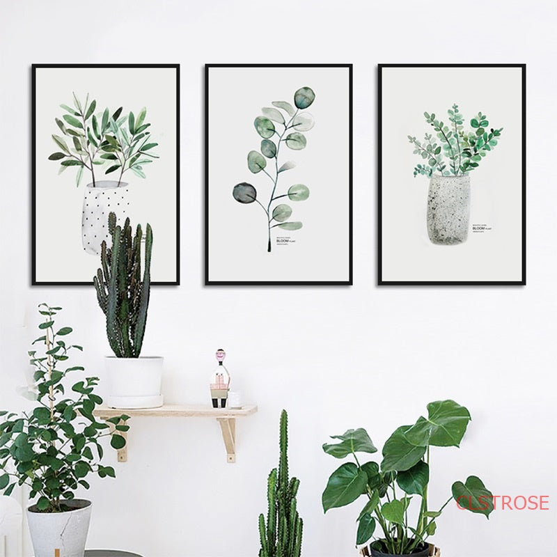 Nordic Art Poster Green Plant Canvas - Little Eudora