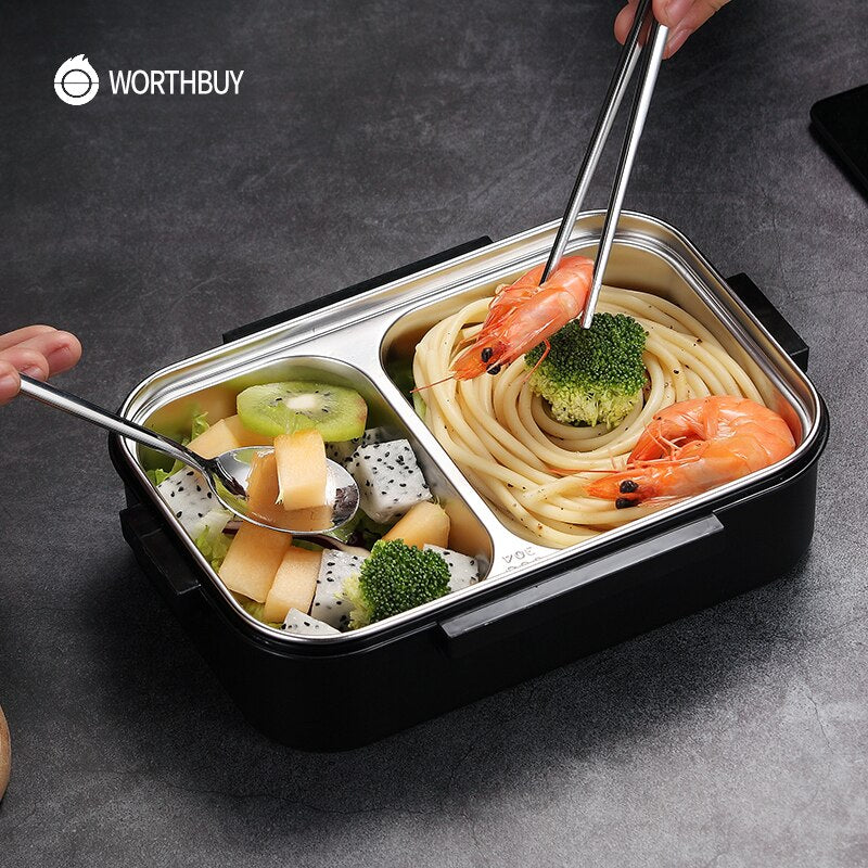 WORTHBUY Japanese Kids Lunch Box 304 stainless steel Bento Lunch Box With Compartment Tableware Microwave Food Container Box