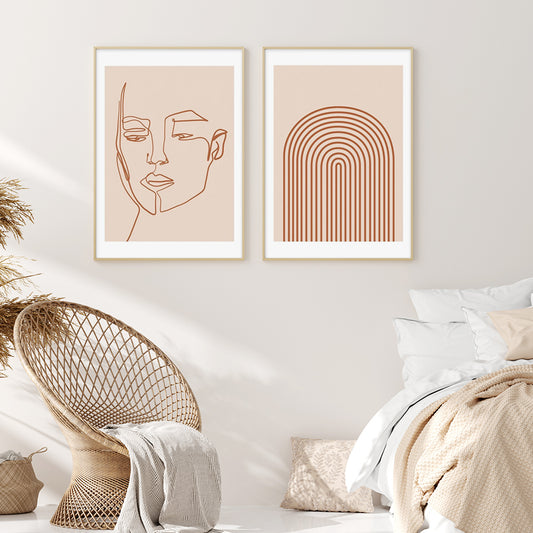 Modern Boho Style Abstract Face Line - Little Eudora