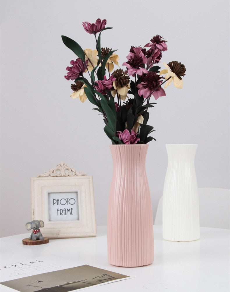 Origami Plastic Vase Milky White Ceramic Flower Pot Fl - Little Eudora
