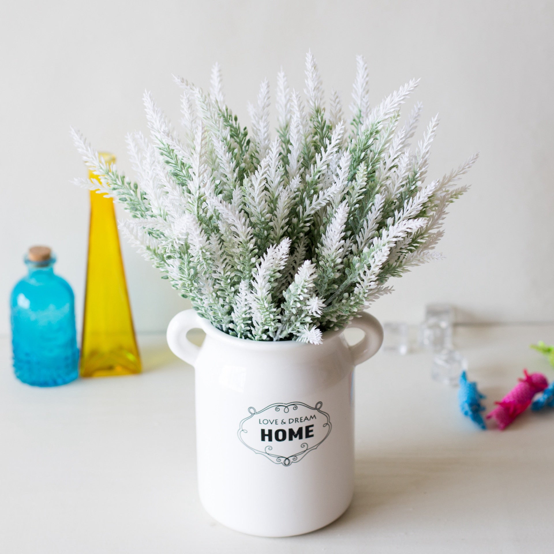 1 Bundle Romantic Provence Lavender Wedding Decorative Flower Vase for Home Decor Artificial Flowers Grain Christmas Fake Plant