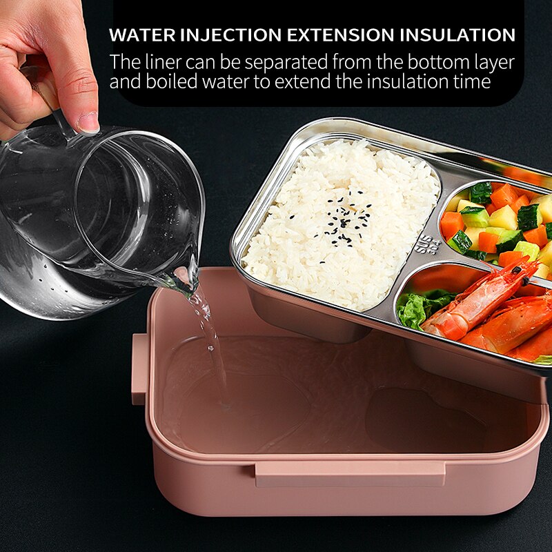 WORTHBUY Japanese Kids Lunch Box 304 stainless steel Bento Lunch Box With Compartment Tableware Microwave Food Container Box