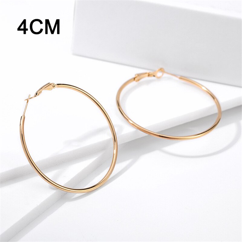 DoreenBeads Fashion Hoop Earrings For Women Based Alloy & Stainless Steel Ear Post Earrings Gold Circle Ring Gift 3cm Dia, 1Pair