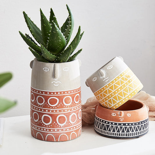 Home Decor artistical Ceramic Vase for Flowers Abstract Human Face Nordic Decoration Home Vase luxury Pot For Dried Flower