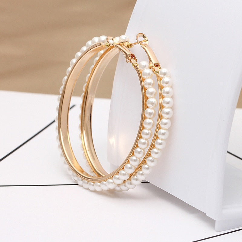 DoreenBeads Fashion Hoop Earrings For Women Based Alloy & Stainless Steel Ear Post Earrings Gold Circle Ring Gift 3cm Dia, 1Pair