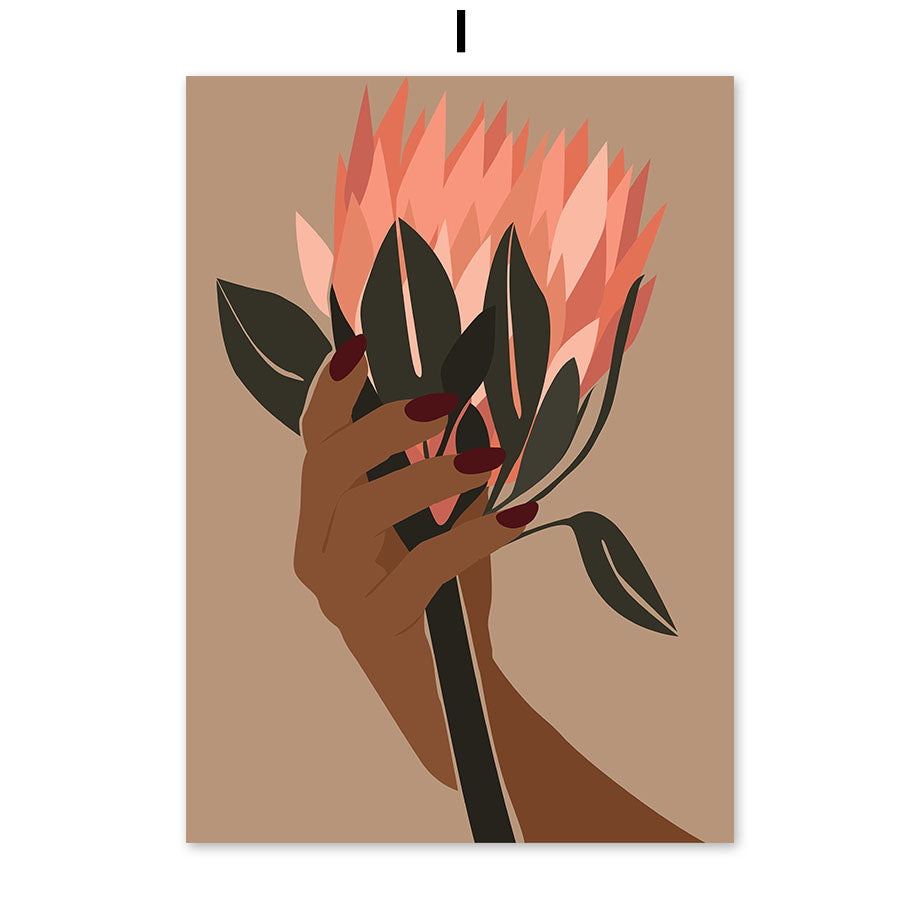 Abstract Minimalism Girl pineapple Peach Wall Art - Little Eudora