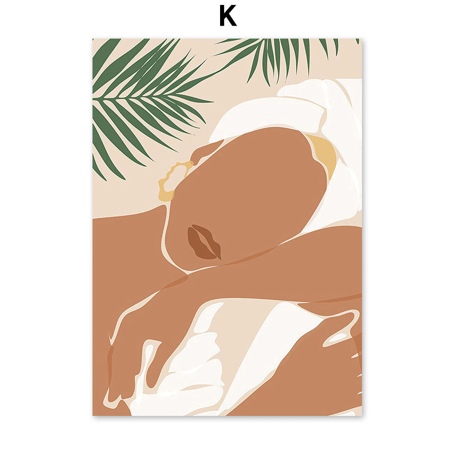 Abstract Minimalism Girl pineapple Peach Wall Art - Little Eudora