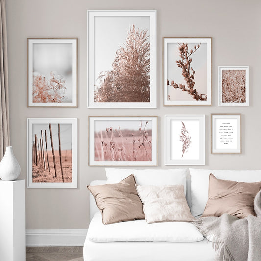 Pink Reed Grass Flower Plant Wall Art - Little Eudora