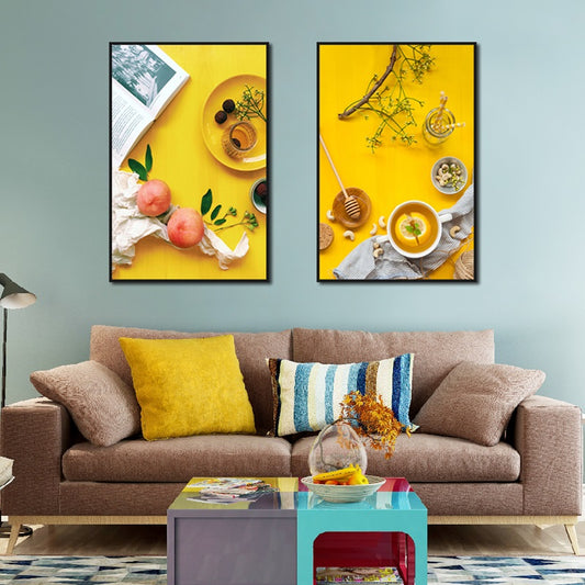 Yellow Theme Modern Nutrition Breakfast Wall Art - Little Eudora