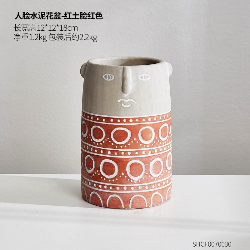 Home Decor artistical Ceramic Vase for Flowers Abstract Human Face Nordic Decoration Home Vase luxury Pot For Dried Flower