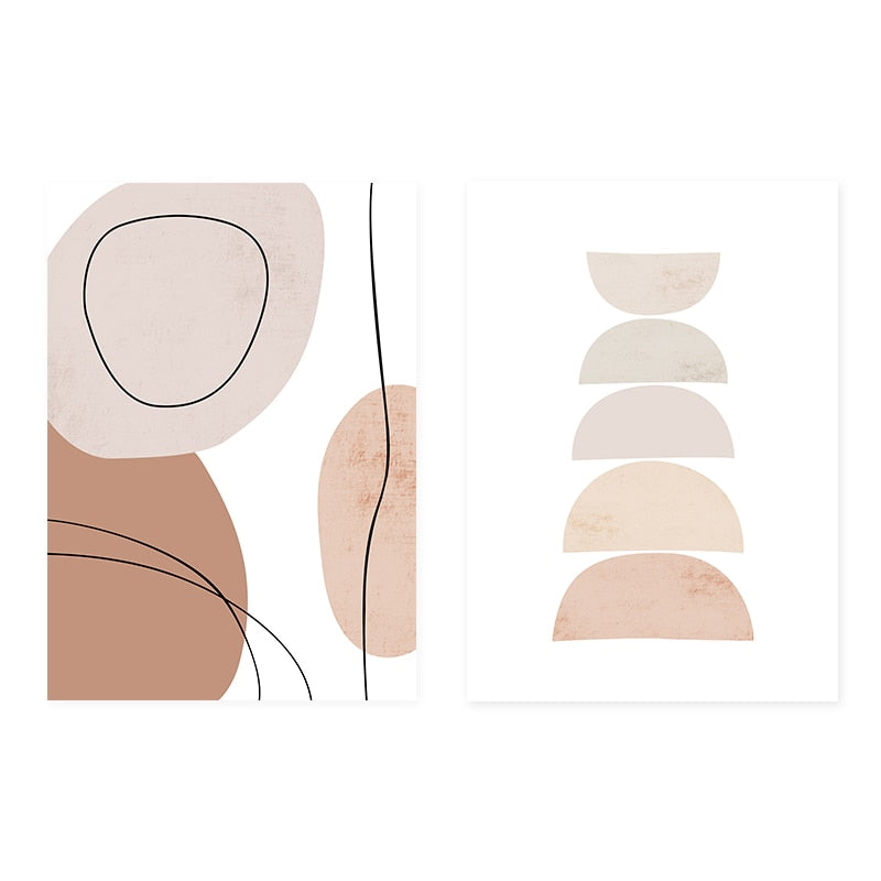 Abstract Geometric Brush Beige Boho Wall Art - Little Eudora