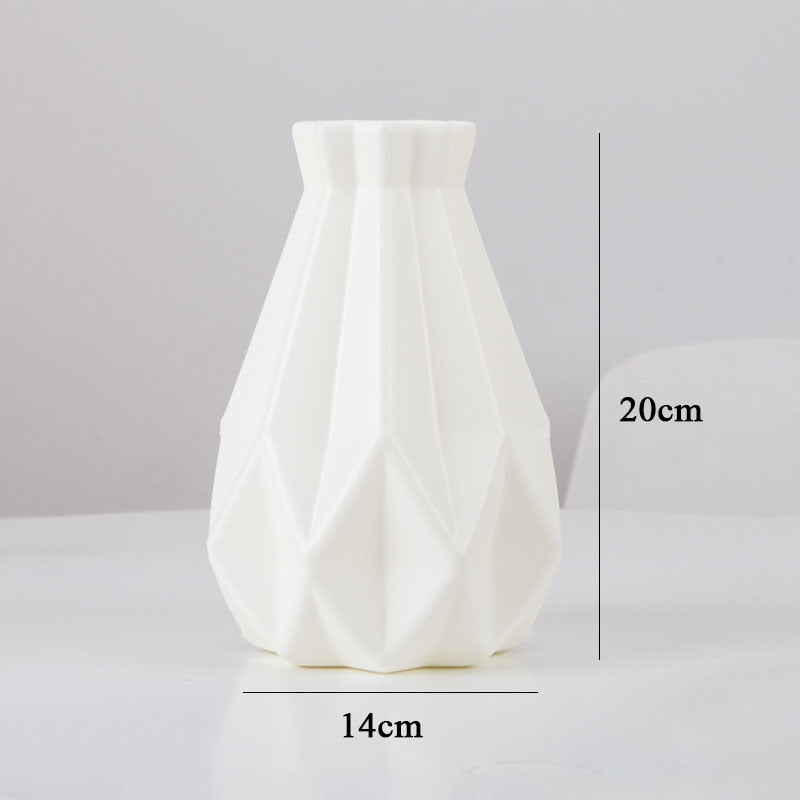 Plastic Flower Vase Decoration Home White Vases Imitation Ceramic Vase Flower Pot Decoration Nordic Style Flower Basket