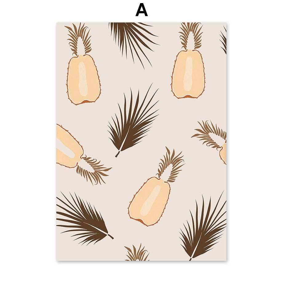Abstract Minimalism Girl pineapple Peach Wall Art - Little Eudora