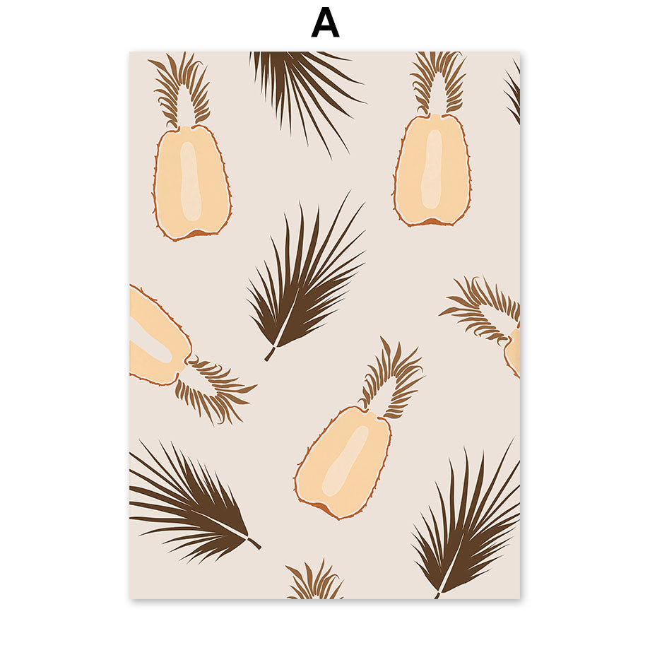 Abstract Minimalism Girl pineapple Peach Wall Art - Little Eudora