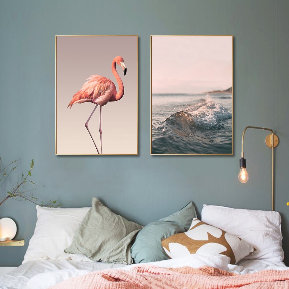 Romantic Pink Peony Flamingo Love Wall Art - Little Eudora