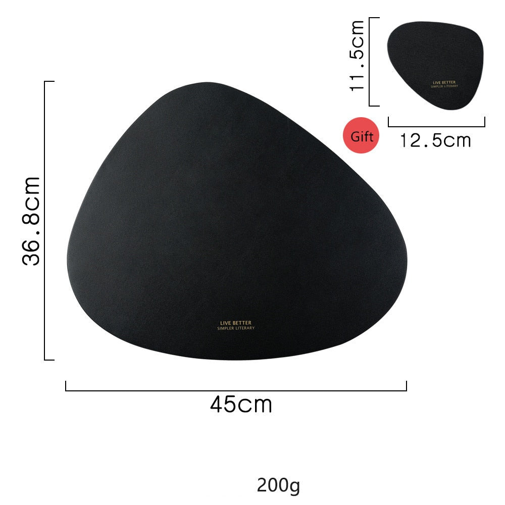 Tableware Pad Placemat Table Mat  PU Leather Heat Insulation Non-Slip Simple Placemats Disc Coaster Placemat for Dining Table