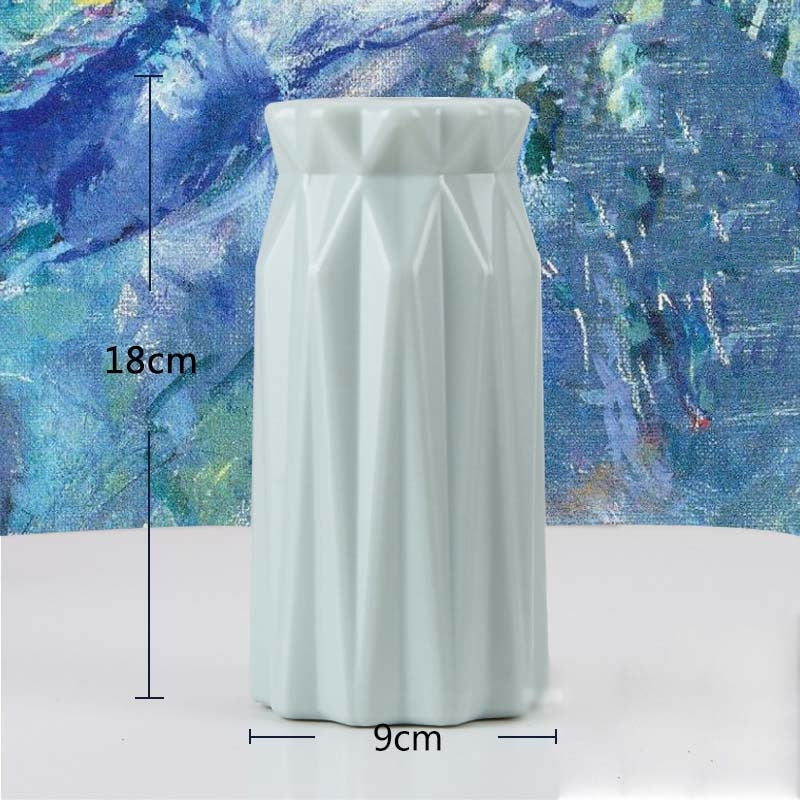 Origami Plastic Vase Milky White Ceramic Flower Pot Fl - Little Eudora