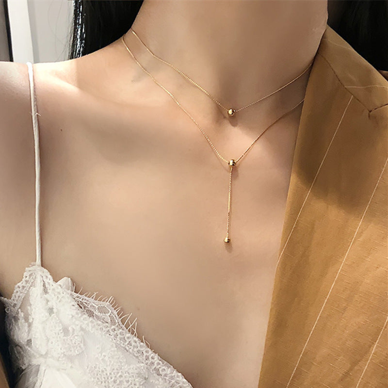 Kpop Fashion Gold color Choker Necklace Women Cute Girl Double Layer Chain statement Necklace for Women Jewelry Wholesale 2020