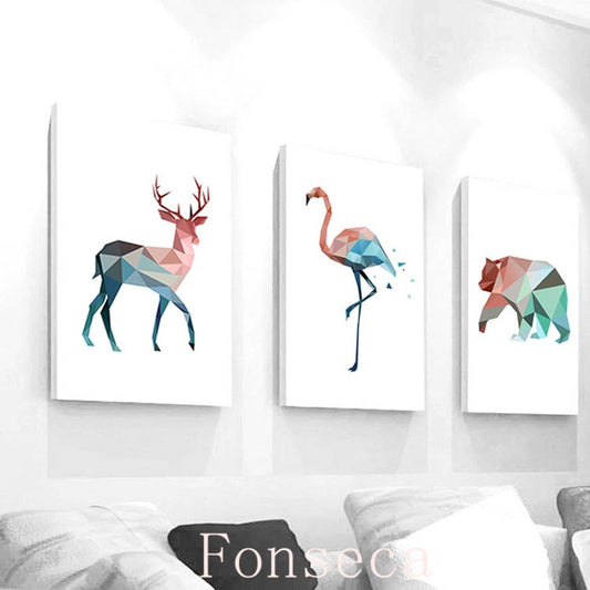 Nordic Pink and Blue Geometric Animals - Little Eudora
