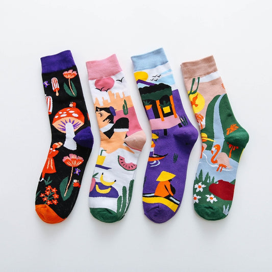 Colorful Print Socks -1 Pair - Little Eudora