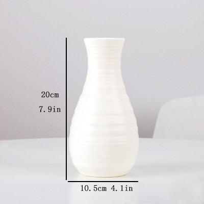 Plastic Flower Vase Decoration Home White Vases Imitation Ceramic Vase Flower Pot Decoration Nordic Style Flower Basket