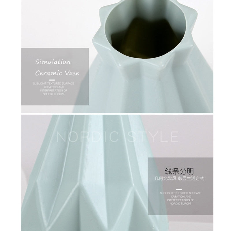 Origami Plastic Vase Milky White Ceramic Flower Pot Fl - Little Eudora