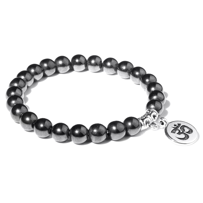 Handmade Natural Stone Lotus Ohm Buddha Beads Bracelet Pink Zebra Stone Lotus Charm Bracelet for Women Men Yoga  Jewelry Gifts