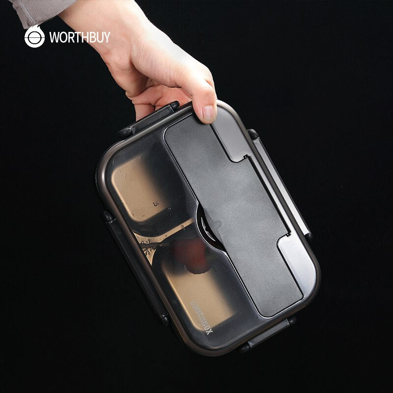 WORTHBUY Japanese Kids Lunch Box 304 stainless steel Bento Lunch Box With Compartment Tableware Microwave Food Container Box