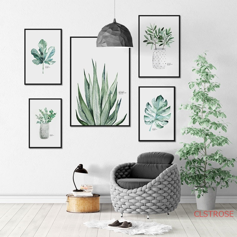 Nordic Art Poster Green Plant Canvas - Little Eudora
