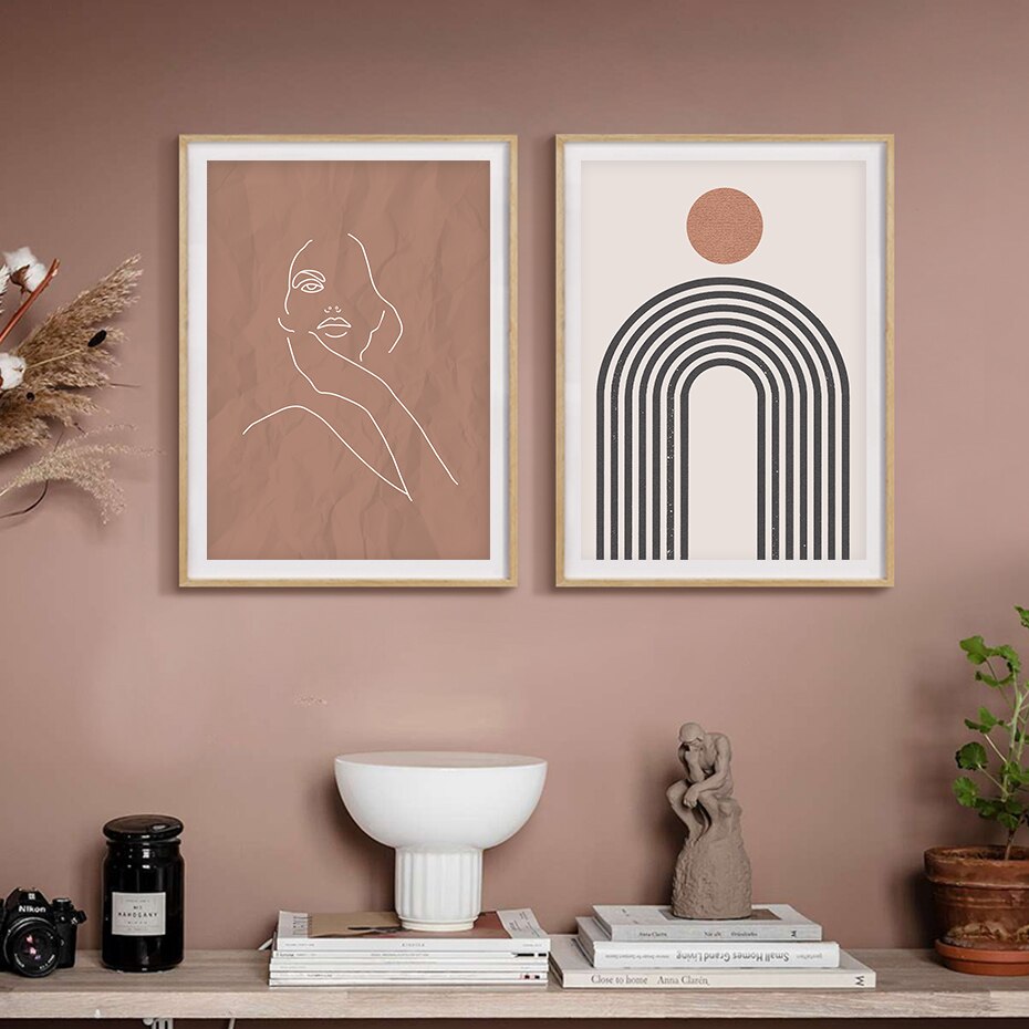 Abstract Boho Style Nature Beige Color Wall Art Canvas Painting Poster Print Pictures for Living Room Home Interior Decoration - Little Eudora