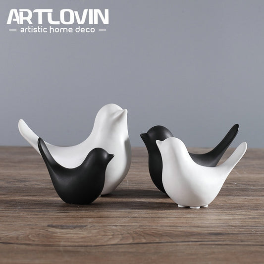 Nordic Creative White Ceramic Bird Figurines - Little Eudora