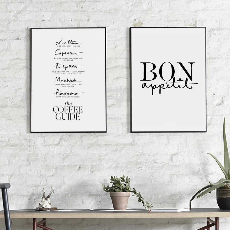 French Kitchen Art Decor Bon Appetite Posters Wall Art - Little Eudora
