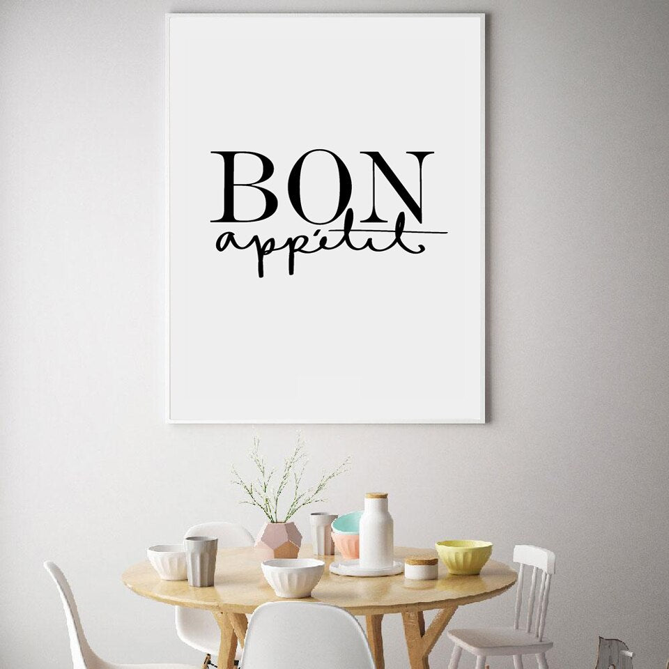 French Kitchen Art Decor Bon Appetite Posters Wall Art - Little Eudora