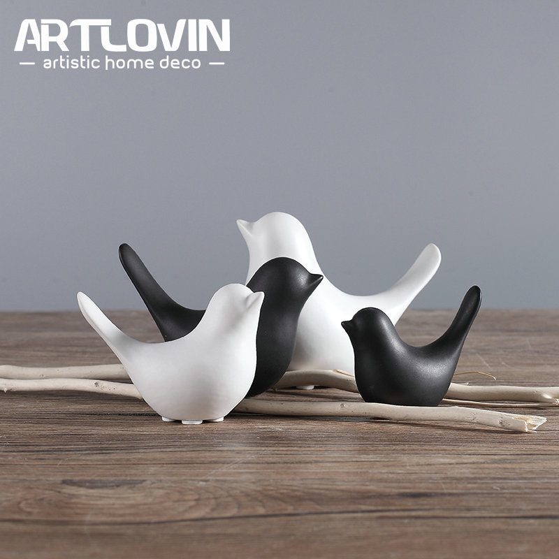 Nordic Creative White Ceramic Bird Figurines - Little Eudora