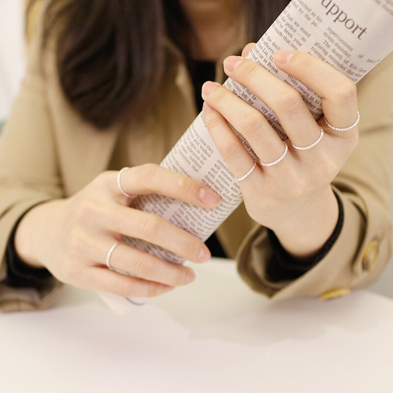 Quality 100% Real Pure 925 Sterling Silver Ring Fashion Simple Smooth Fine Ring Thin Little finger Ring For Women Men Jewelry