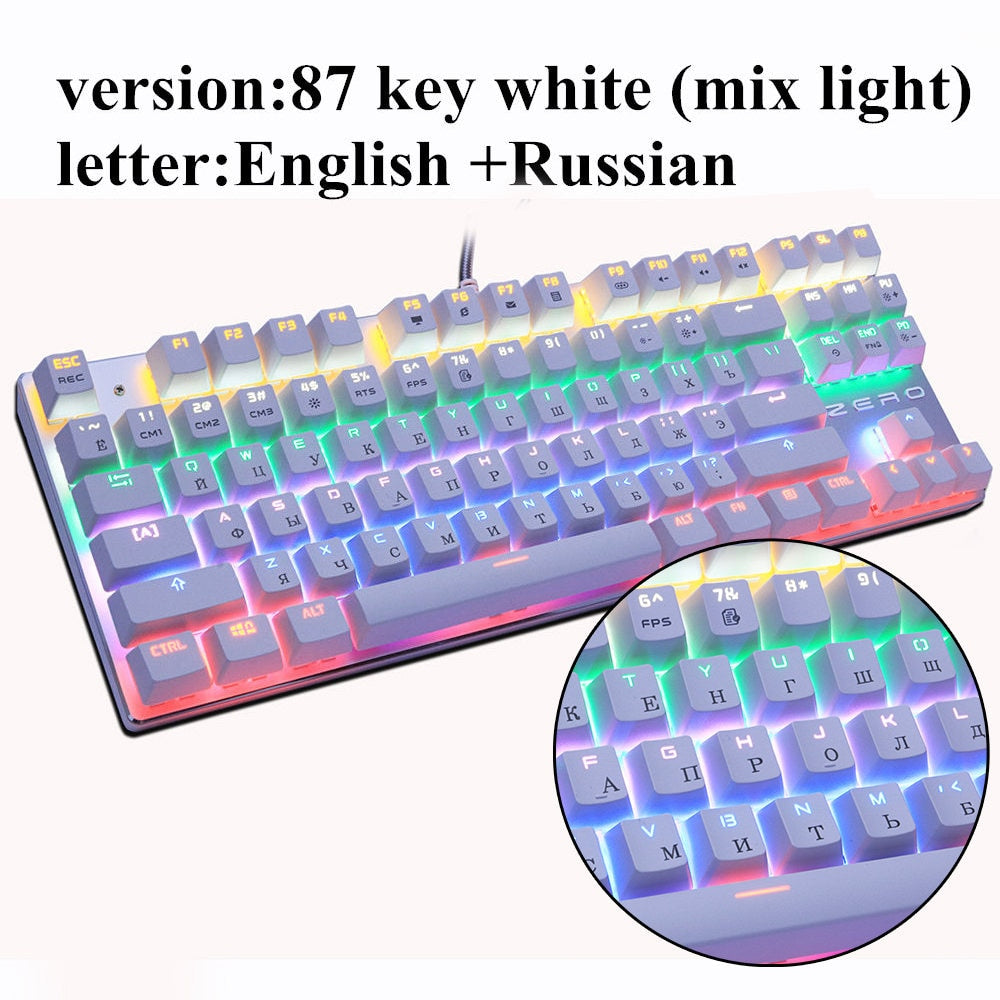 Mechanical PC Keyboard with Custom Backlight for Gaming, Work or Study
