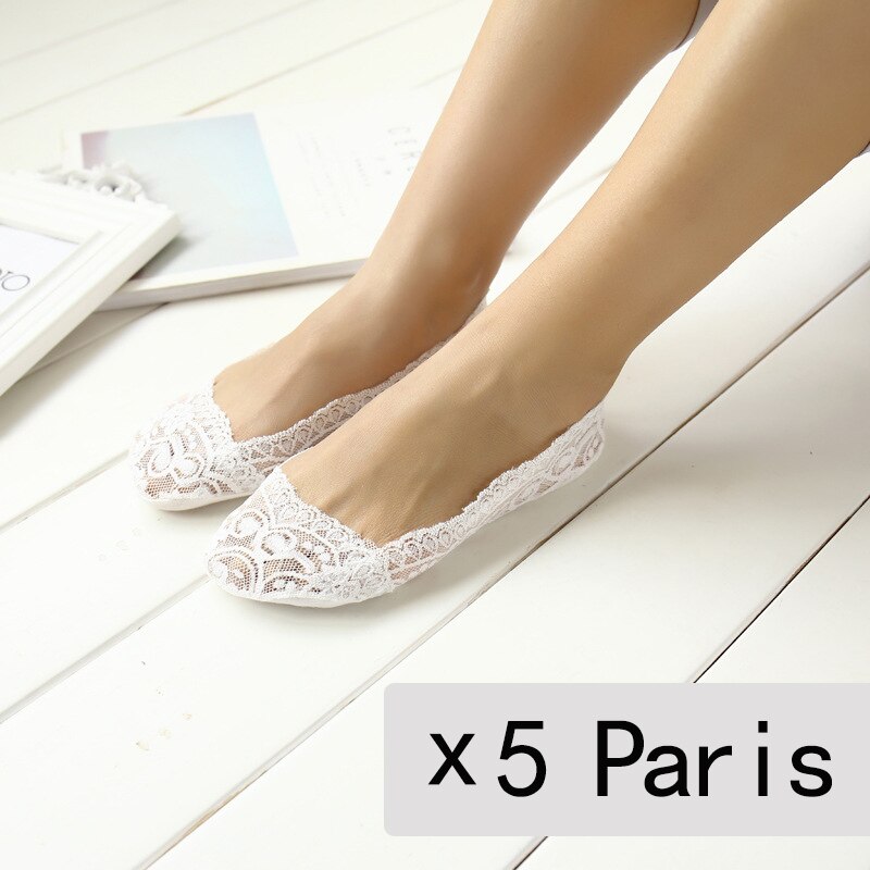 Summer Thin Socks Non-slip Lace - 5 Pairs - Little Eudora