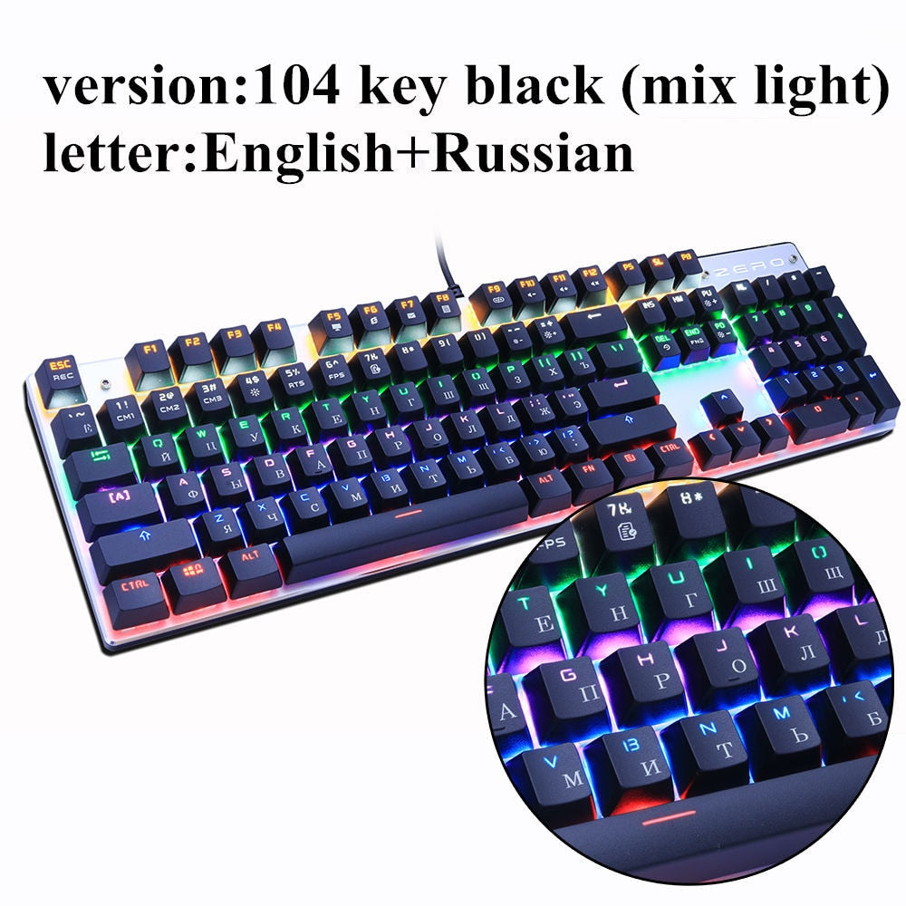 Mechanical PC Keyboard with Custom Backlight for Gaming, Work or Study