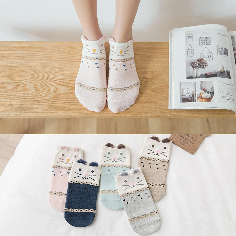 Cotton cartoon animals Socks - 5 Pairs - Little Eudora