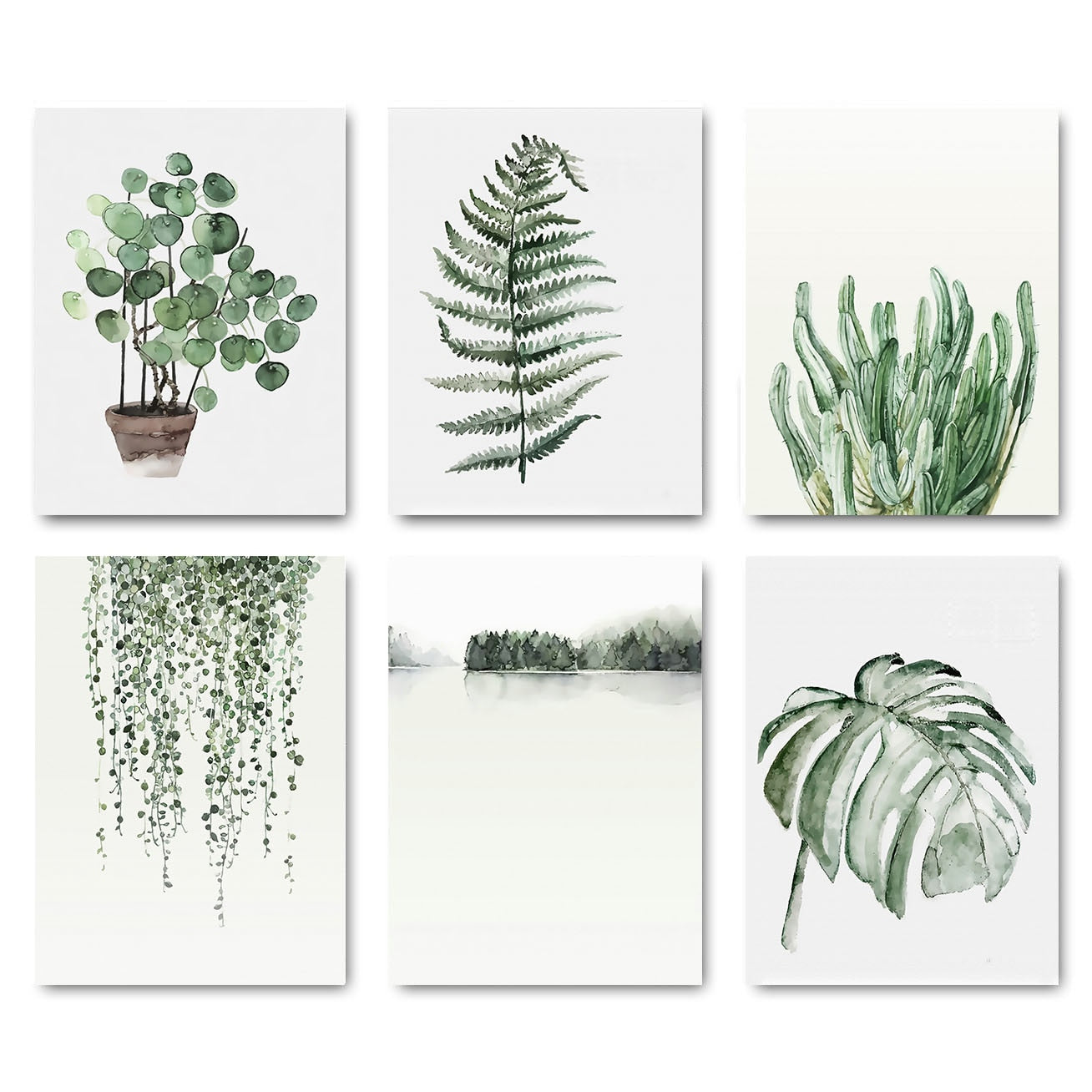 Watercolor Plant Leaves Poster Wall Art - Little Eudora