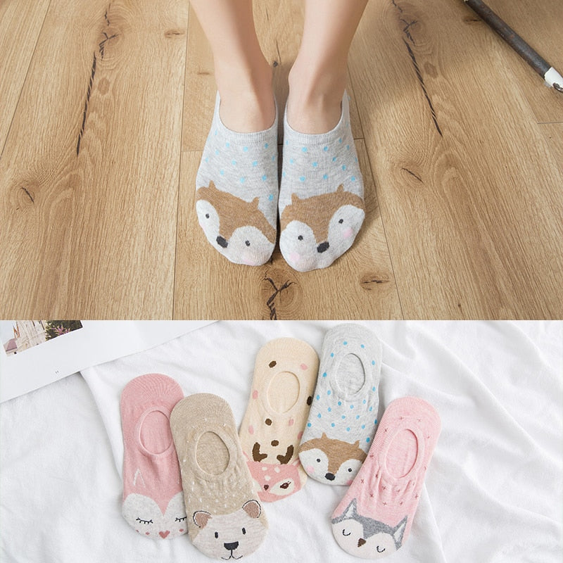 Cotton cartoon animals Socks - 5 Pairs - Little Eudora