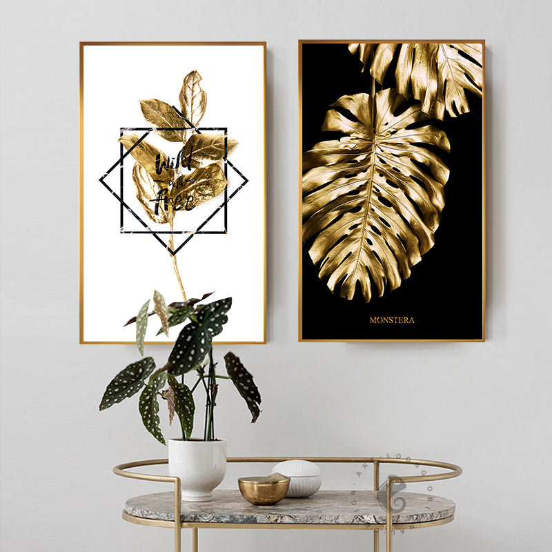 Black and Gold Pineapple Monstera Wall Art - Little Eudora