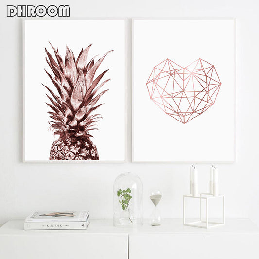 Rose Gold Wall Art Tropical Pineapple Wall Art - Little Eudora