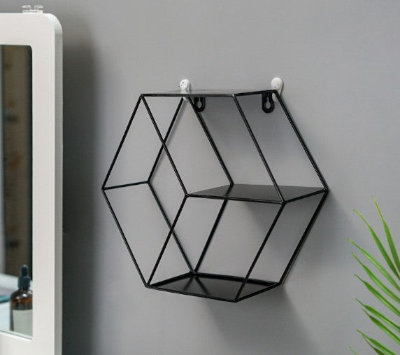 Nordic Style Metal Decorative Shelf round Hexagon - Little Eudora